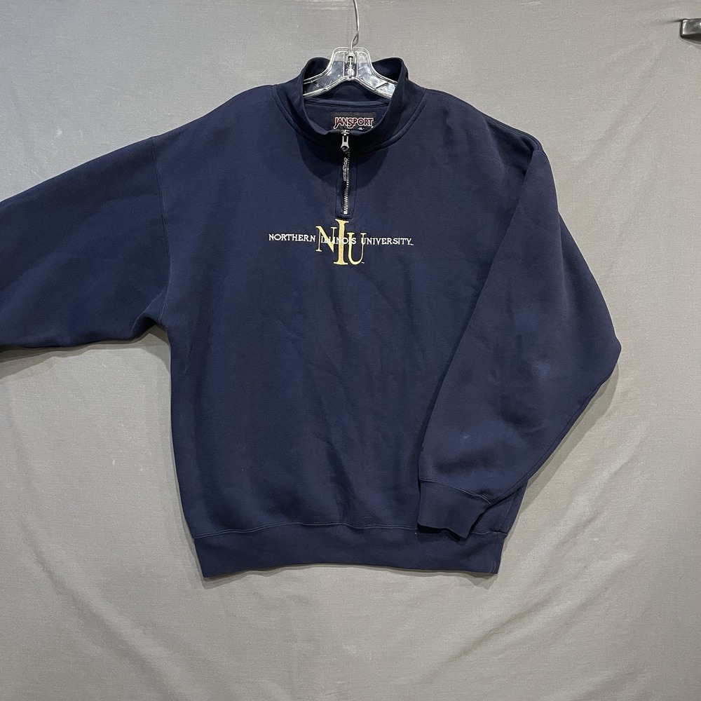 Jansport Northern Illinois University Huskies 1/4 Zip Sweatshirt Mens XL Navy